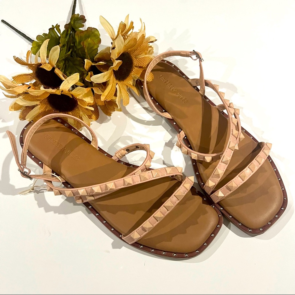 Sincerely Jules Nude Strappy studded Sandal Size 9.5